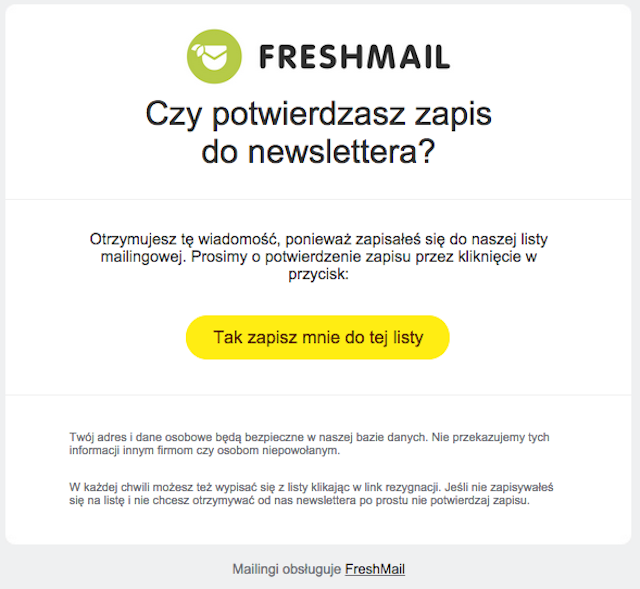 FreshMail zapis do newslettera