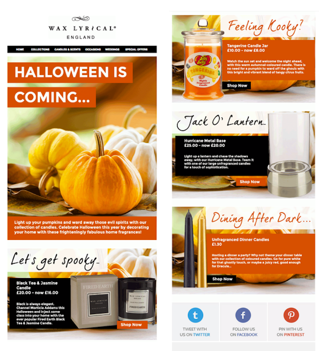 halloween newsletter ideas - wax lyrical