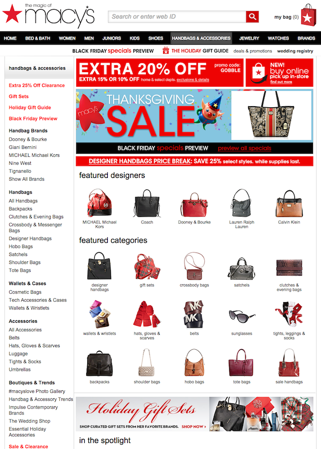 Landing page: Macy's