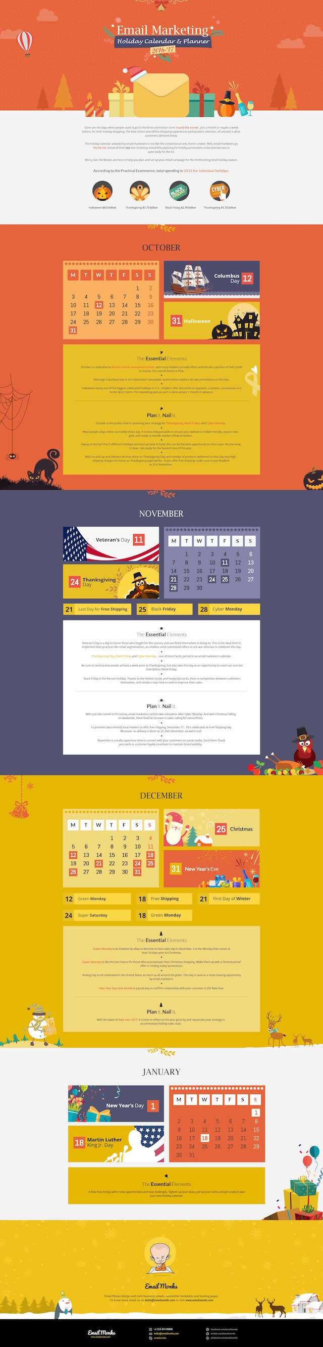 Holiday Email Marketing Calendar 2016-17 Infographic