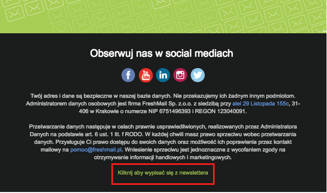 Skuteczny mailing - ustaw link wypisu w stopce maila